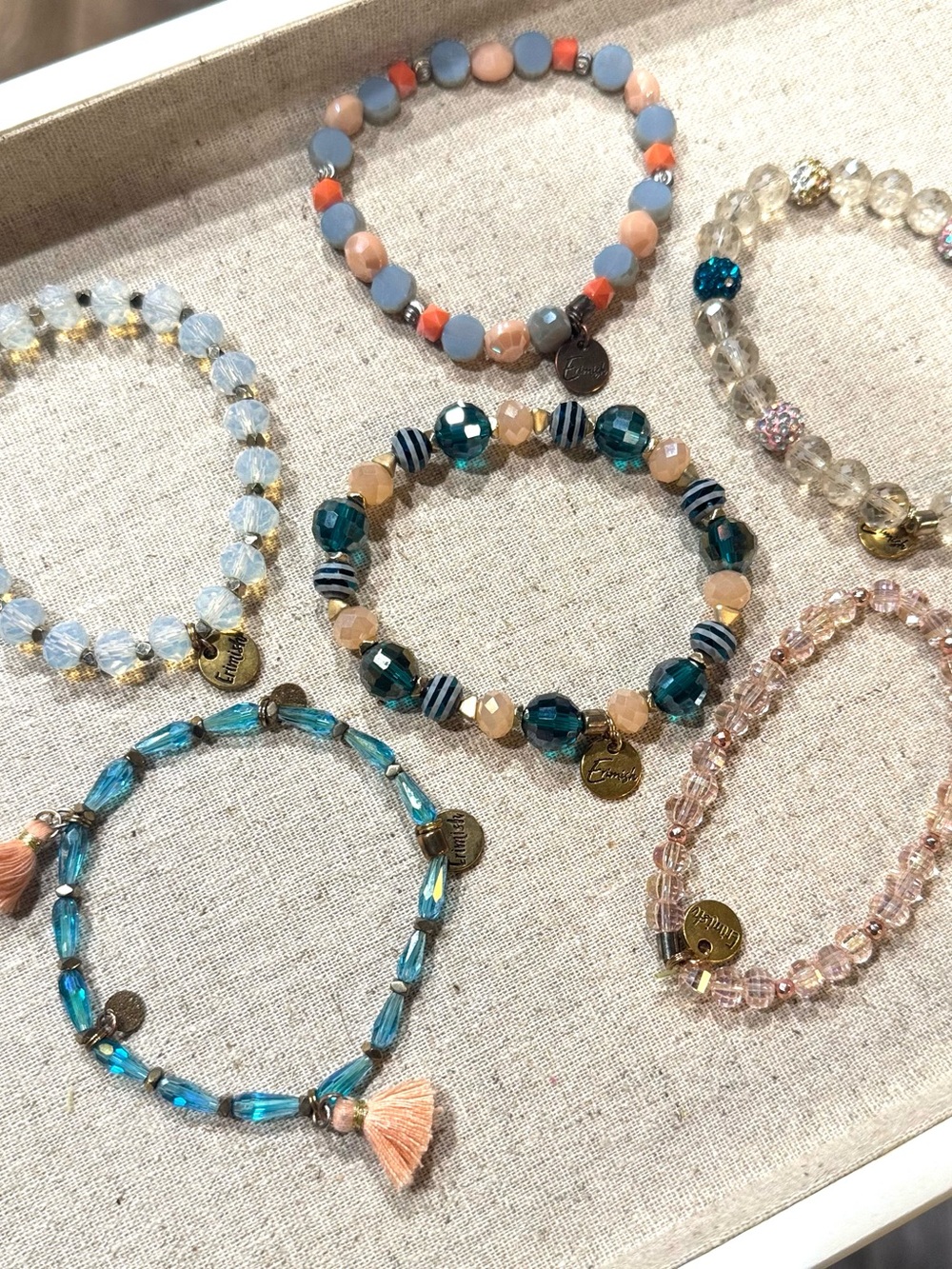 Erimish Multi-Pack Beaded Bracelets - Blue, Teal, Peach & Coral